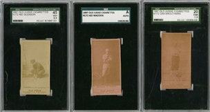 1887 N172 Old Judge Cigarettes SGC-Graded Trio (3 Different) Including Brouthers